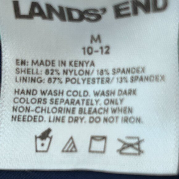 Lands' End Fully Lined Scoop Neck One-Piece Swimsuit Navy/Green Athletic M - Picture 7 of 8